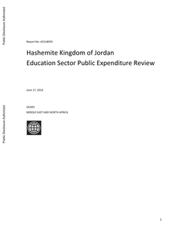 Hashemite Kingdom of Jordan Education Sector Public Expenditure Review