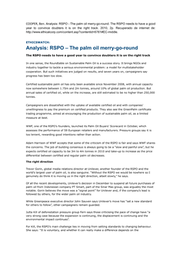 Analysis: RSPO – the Palm Oil Merry-Go-Round