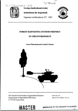 Sveriges Lantbruksuniversitet Institutionen För Skogsteknik