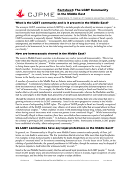 Factsheet: the LGBT Community in the Middle East