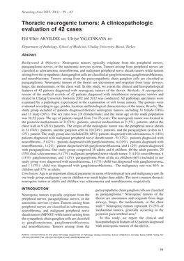 Thoracic Neurogenic Tumors: a Clinicopathologic Evaluation of 42 Cases