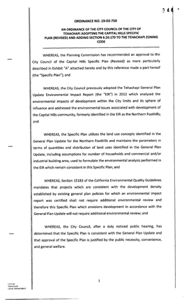 Capital Hills Specific Plan ( Revised) and Adding Section 6