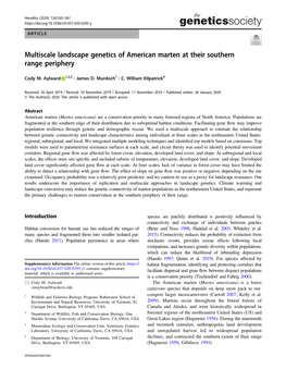 Multiscale Landscape Genetics of American Marten at Their Southern Range Periphery