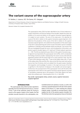 The Variant Course of the Suprascapular Artery