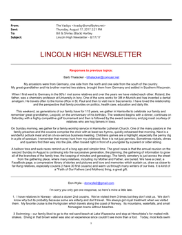 Lincoln High Newsletter – 08.17.17