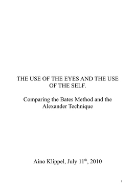 The Alexander Technique and the Bates Method of Vision Training