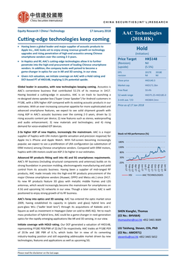 AAC Technologies Cutting-Edge Technologies Keep Coming (2018.HK)