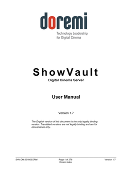 Showvault User Manual, Which Can Be Accessed on Doremilabs.Com