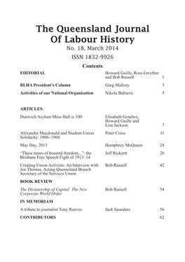 The Queensland Journal of Labour History No
