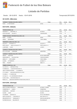 Federació De Futbol De Les Illes Balears Listado De Partidos