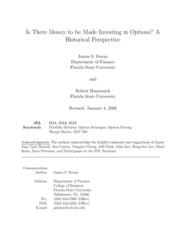 Is There Money to Be Made Investing in Options? a Historical Perspective