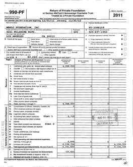 Form 990-PF Or Section 4947(A)(1) Nonexempt Charitable Trust Treated As a Private Foundation Department of the Treasury 2011 Note