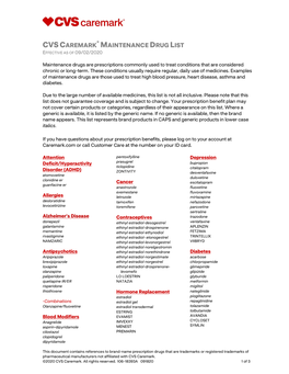 Cvscaremark ® Maintenance Drug List