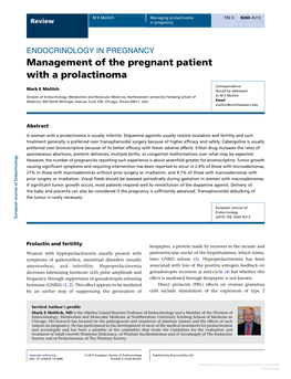 Management of the Pregnant Patient with a Prolactinoma