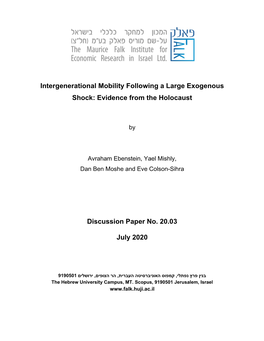 Intergenerational Mobility Following a Large Exogenous Shock: Evidence from the Holocaust