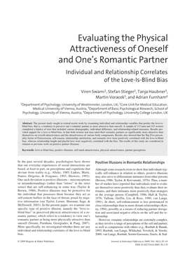 Evaluating the Physical Attractiveness of Oneself and One's Romantic