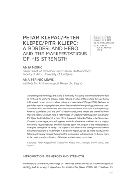 Petar Klepac/Peter Klepec/Pitr Kljepc, Hero, Strength, Border Areas, Oral Legends