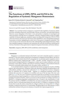 The Functions of ZIP8, ZIP14, and Znt10 in the Regulation of Systemic Manganese Homeostasis