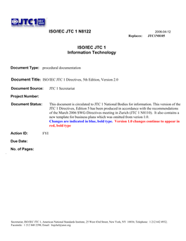 ISO/IEC JTC 1 N8122 2006-04-12 Replaces: JTC1N8105