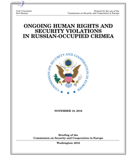 Ongoing Human Rights and Security Violations in Russian-Occupied Crimea