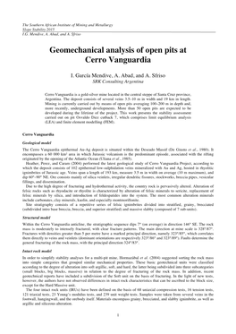 Geomechanical Analysis of Open Pits at Cerro Vanguardia