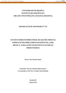 Geologia Regional Dissertação De Mestrado N 312 U