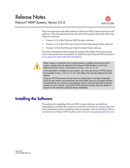 Release Notes for Polycom HDX Systems, Version 3.0.2