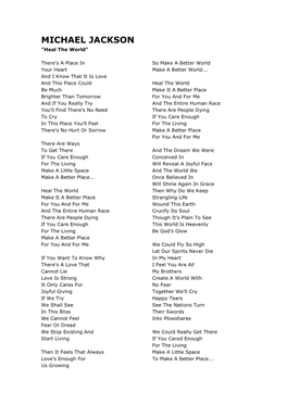 Heal the World Lyrics