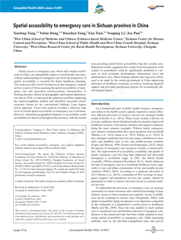 Spatial Accessibility to Emergency Care in Sichuan Province in China