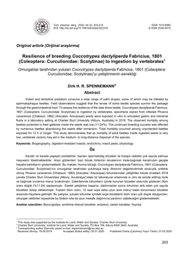 Resilience of Breeding Coccotrypes Dactyliperda Fabricius