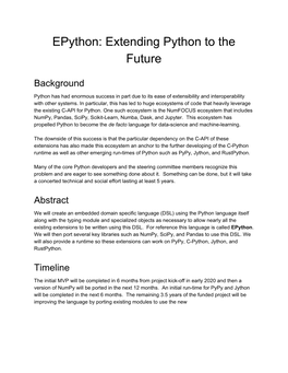 Epython: Extending Python to the Future