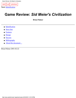 Game Review: Sid Meier's Civilization