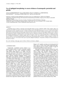 Use of Ephippial Morphology to Assess Richness of Anomopods: Potentials and Pitfalls