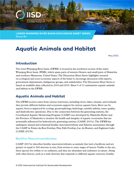 Lower Winnipeg River Basin Discussion Sheet Series Sheet #5 | Aquatic Animals and Habitat