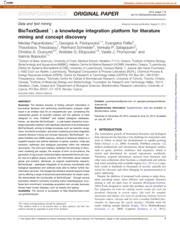 BIOINFORMATICS ORIGINAL PAPER Doi:10.1093/Bioinformatics/Btu524