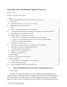 White Paper: the Covid Pandemic's Impact on Work