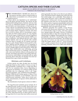 Cattleya Species and Their Culture Based on an Article by William P