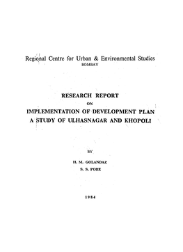 · Regional Centre for Urban & Environmental Studies