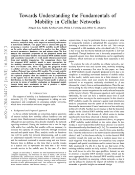 Towards Understanding the Fundamentals of Mobility in Cellular