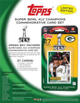 Super Bowl Xlv Champions Commemorative Card Set