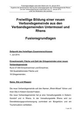 Freiwillige Bildung Einer Neuen Verbandsgemeinde Aus Den Verbandsgemeinden Untermosel Und Rhens Fusionsgrundlagen