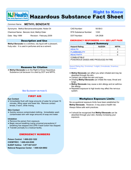 1230 Date: May 1999 Revision: February 2009 DOT Number: UN 2938