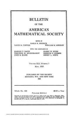 Bulletin American Mathematical Society