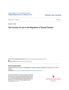 The Function of Law in the Regulation of Sexual Conduct