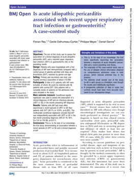 Is Acute Idiopathic Pericarditis Associated with Recent Upper Respiratory Tract Infection Or Gastroenteritis? a Case–Control Study