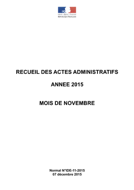 Recueil Des Actes Administratifs Annee 2015