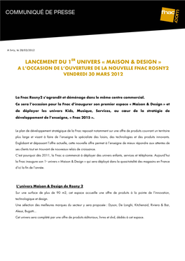 Lancement Du 1Er Univers « Maison & Design »