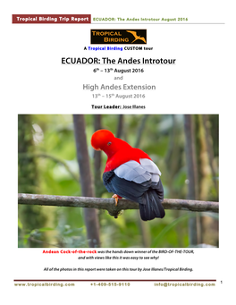 ECUADOR: the Andes Introtour August 2016
