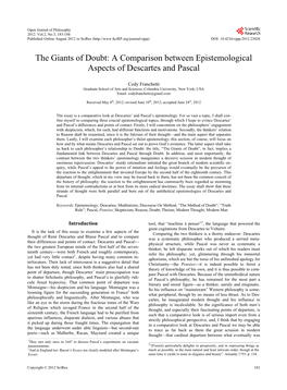 The Giants of Doubt: a Comparison Between Epistemological Aspects of Descartes and Pascal