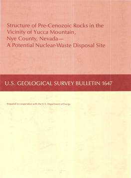Vicinity of Yucca Mountain, Nye County, Nevada- a Potential Nuclear-Waste Disposal Site